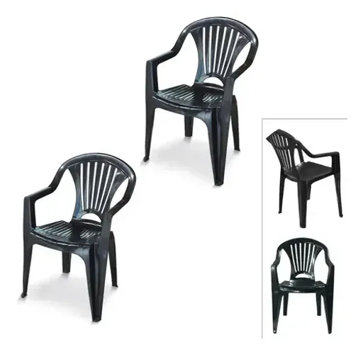 3 Cadeiras poltrona de plástico pretas