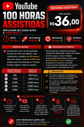 100 Horas Assistidas para YouTube