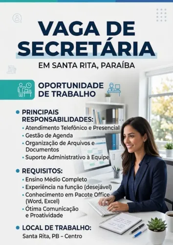 Vaga pra recepção santa rita