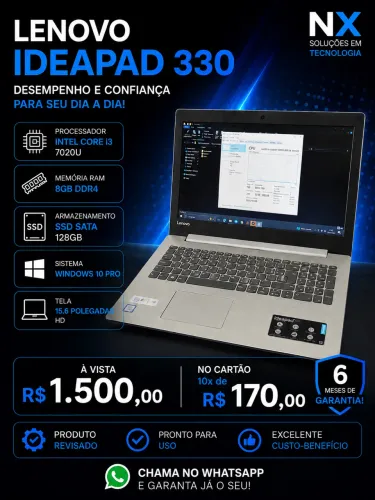 Notebook Lenovo Ideapad 330 - Core i3 7Gh / 8Gb RAM + SSD