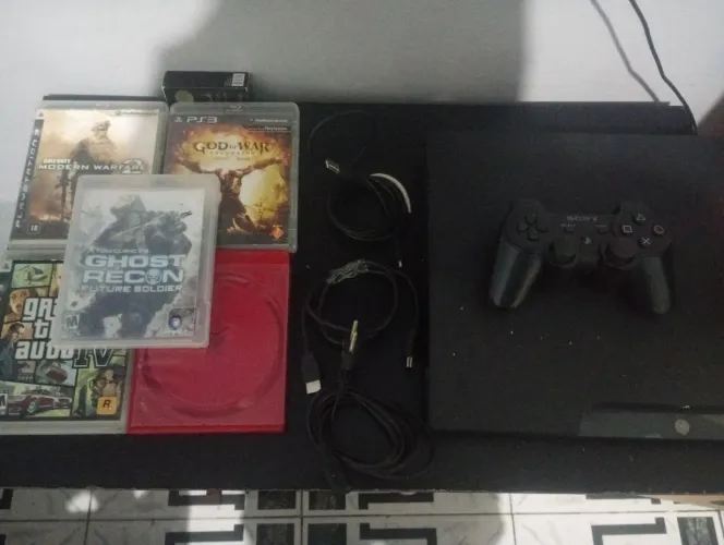 PS3 DESBLOQUEADO+5 JOGOS ORIGINAIS+CONTROLE+CABOS