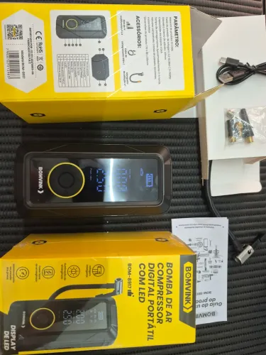 Bomba de ar compressor digital portátil com led