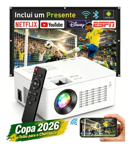 Projetor Profissional Android 4k Portátil 5g Wifi Full Hd