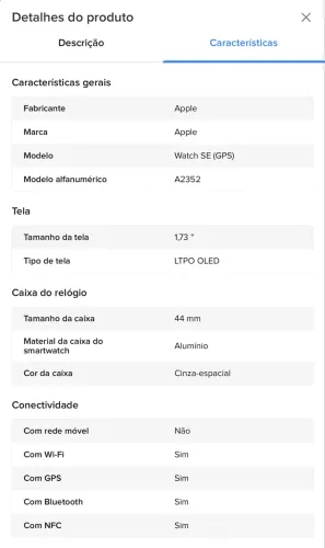 Apple Watch SE 44 mm alumínio