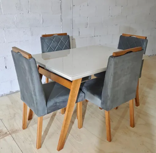 MESA DE JANTAR MADEIRA COM 4 CADEIRAS - MEDIDAS 1.20x90