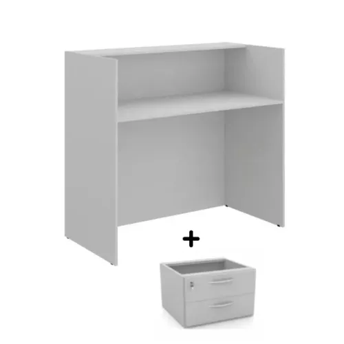 Balcão De Atendimento Com Gavetas Branco Para Recepção Loja Escritório Premium 63094