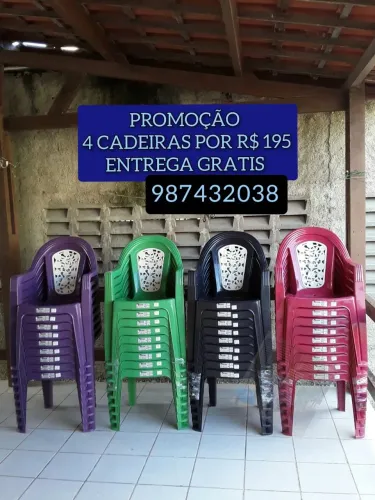 CADEIRA DE PLASTICO 4 POR R$ 195 REAIS F FAZEMOS E ENTREGA HJ HOJE