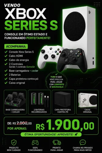 ? VENDO XBOX SERIES S COMPLETO ? PRONTO PARA JOGAR! ?