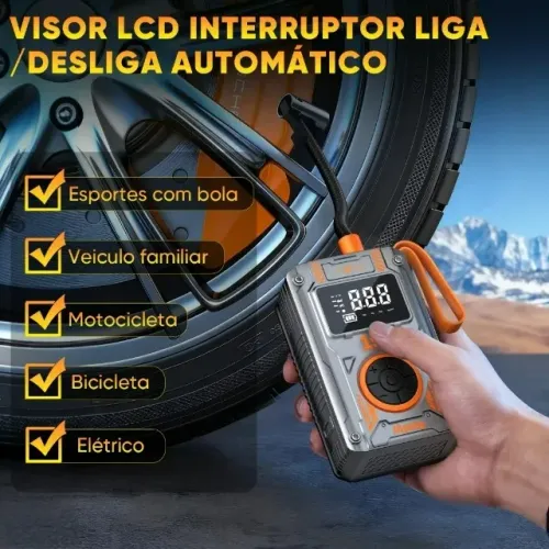 Bomba De Ar Inteligente Portátil Para Pneu De Carro Com Calibrador