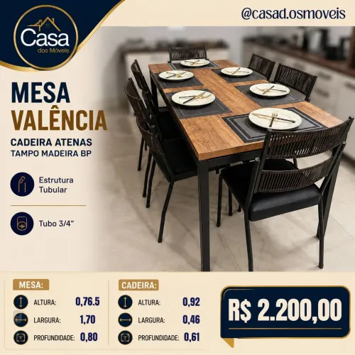 Mesa de jantar estrutura tubular