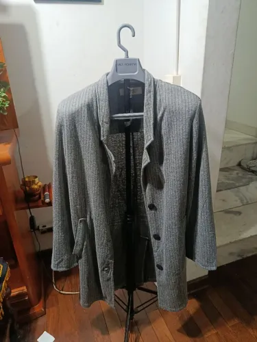 Raridade de Luxo Vintage Ann Gipsy Rio - Casaco Alongado Canelado Anos 80/90