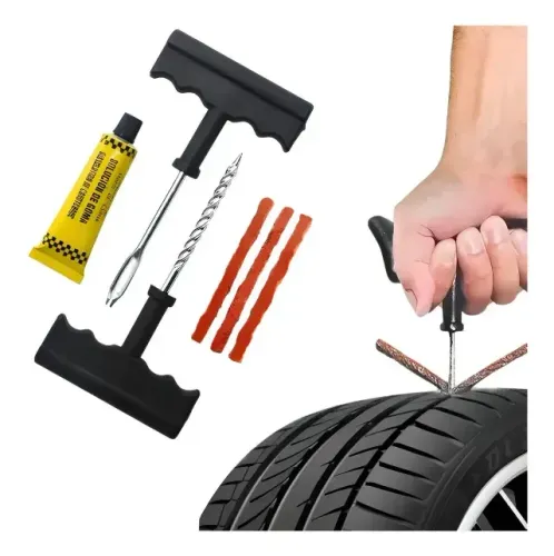 Kit Reparo Rapido de Pneu sem Camara com Cola e Remendos