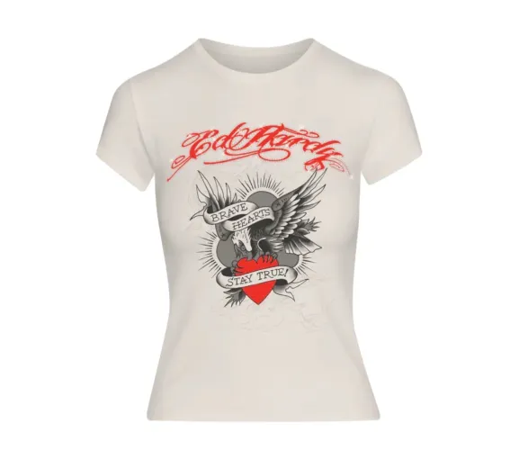 Baby tee ed hardy tamanho P na etiqueta