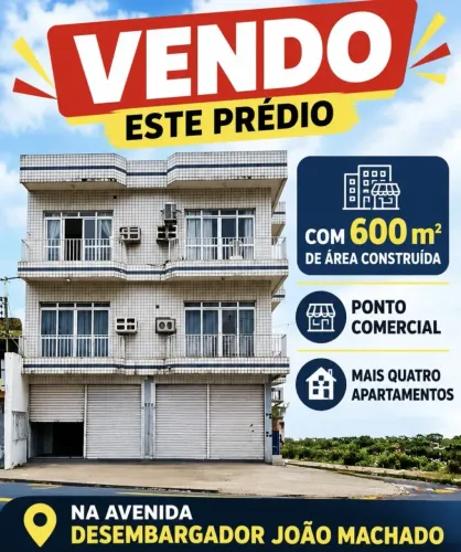 Imóvel vendo, 600m2 com ponto comercial e 4 apartamentos, Av. Desembargador João Macha - M