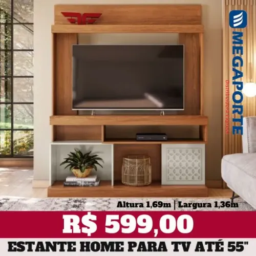 Estante Home Mônaco para TV até 55" (NOVO) Entrega Grátis!