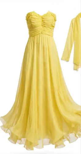 Vestido Longo Amarelo com echarpe- Tamanho M/G