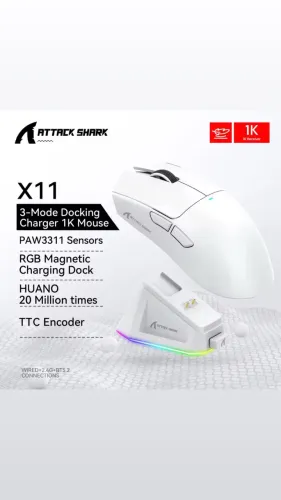 Mouse Gamer Pro Attack Shark X11 BRANCO - Sem Fio, Recarregável (NOVO)