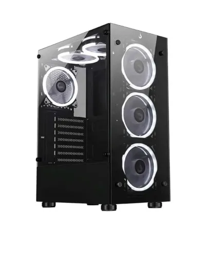 Gabinete Rise Mode Glass 06X, Lateral de vidro fumê/frontal de vidro temperado, sem fans.