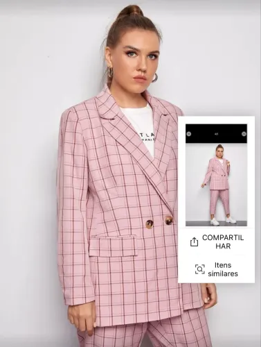 Conjunto de blaser e calça Essnce Botão Duplo Manta ocasional Co-Ord de Tamanho Grande