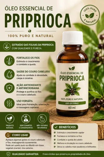 Óleo Essencial de Priprioca 60 ml - TOTALMENTE PURO 