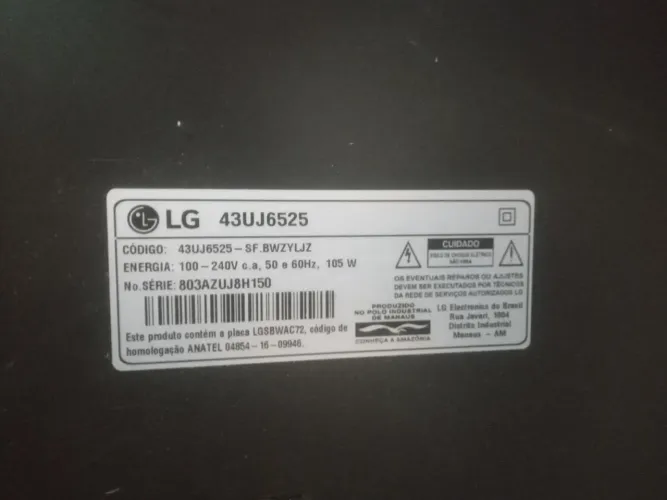 Smartv LG 43 polegadas com a tela quebrada 
