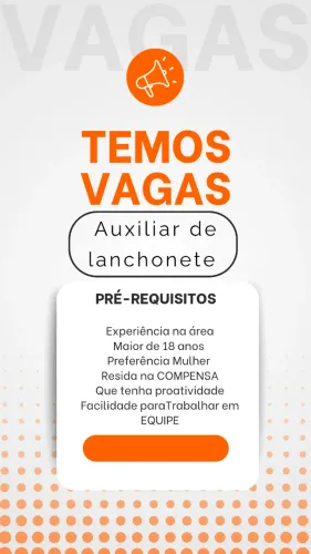 Estamos contratando Auxiliar de lanchonete