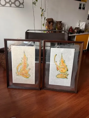 Quadro par de gravuras tailandesas (sem moldura)