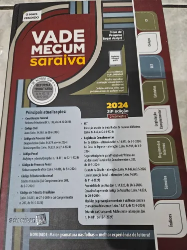 Vade Mecum Saraiva Tradicional 2024 - 38ª Edição (2º Semestre)