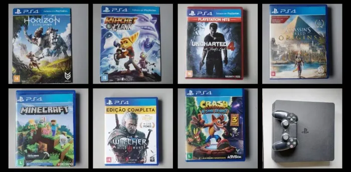 PLAYSTATION 4 SLIM 500GB + 7 JOGOS