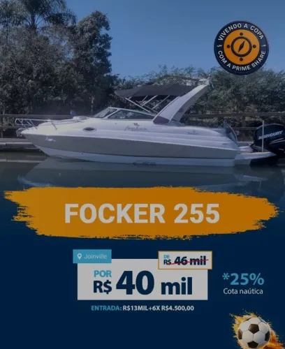 Cota 25% - Lancha Focker 255 - Motor 250hp 4 tempos$ tempos