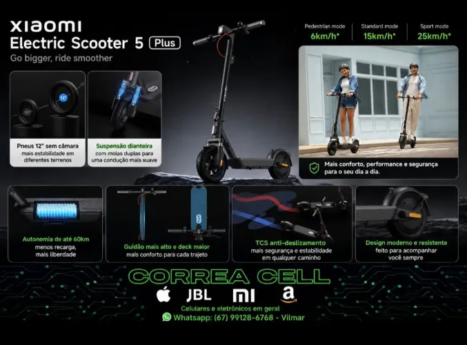 Patinete Scooter Xiaomi 5 Plus lacrado na caixa com garantia