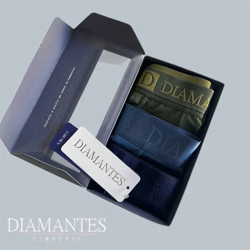 Kit 3 Cuecas Diamantes Boxer Microfibra Original Macia Anatomica Nao Aperta 