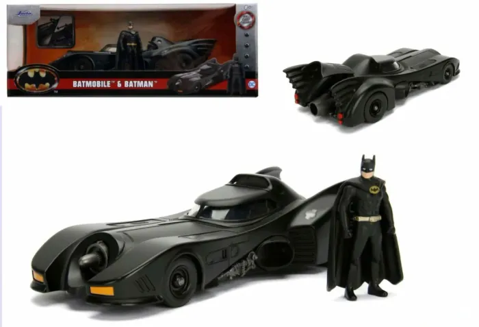 Miniatura Batmóvel e Boneco Batman Filme 1989 Metal 19 Cm Jada Toys 1:24 Novo e Lacrado