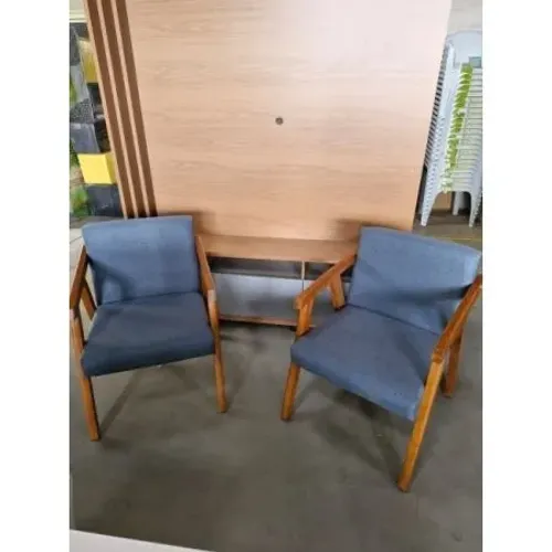 Conj 02 Poltronas Quality de Madeira Tec B71 - Cinza