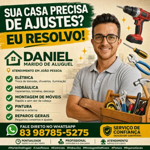 Marido de Aluguel em João Pessoa | Elétrica, Hidráulica, Pintura e Montagem de Móveis 