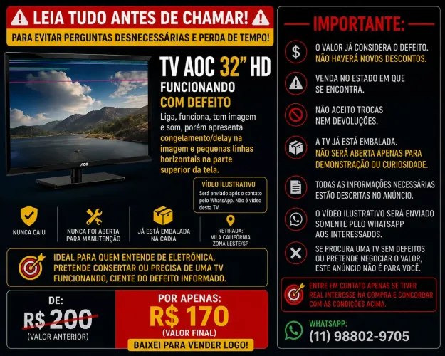 TV AOC 32" HD - LEIA A DESCRIÇÃO COMPLETA ANTES DE CHAMAR