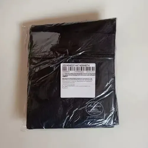 Bolsa de Viagem Dobrável Grande com Zíper para Roupas e Bagagem Preta