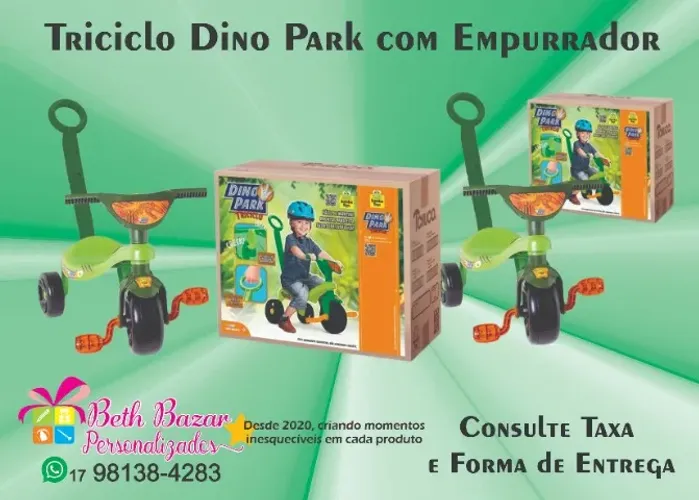 Triciclo com Empurrador Dino Park