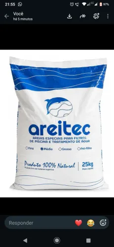 Areia para filtro de piscina
