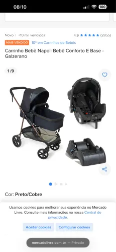 Carrinho 3 em 1 bebê conforto mais carrinho mais Moisés