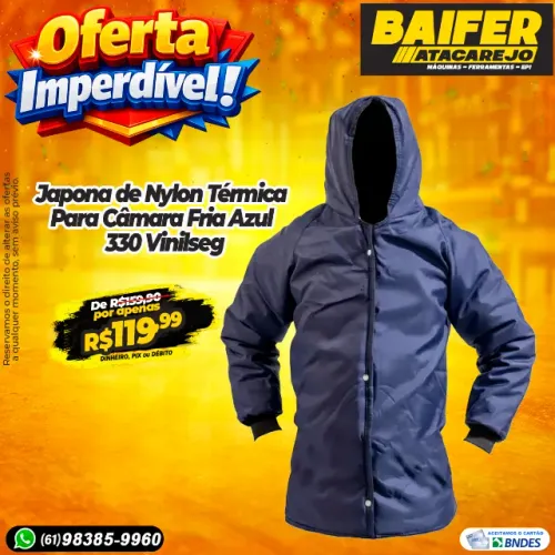 Japona de Nylon Térmica Para Câmara Fria Azul 330 Vinilseg