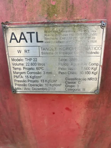 Tanque de pressão hidropneumático