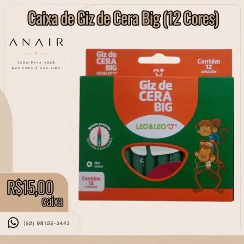 Caixa de Giz de Cera Big (12 Cores)