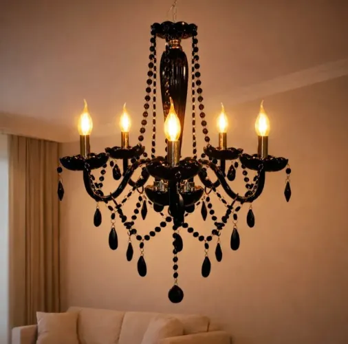 Lustre luxo preto - 5 braços - novo - nunca usado