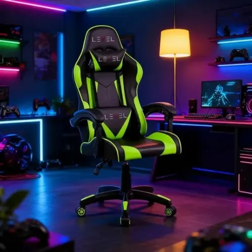 Cadeira Gamer Level LV-C01DN | Preto / Verde - Reclinável