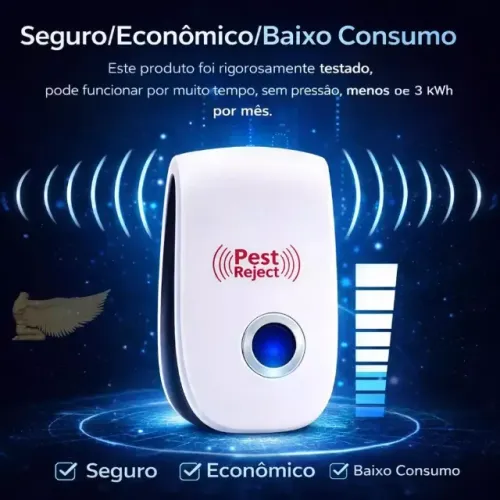 Repelente Eletrônico Ultrassônico Mosca Pernilongos Baratas Morcegos Repele E Espanta Rato
