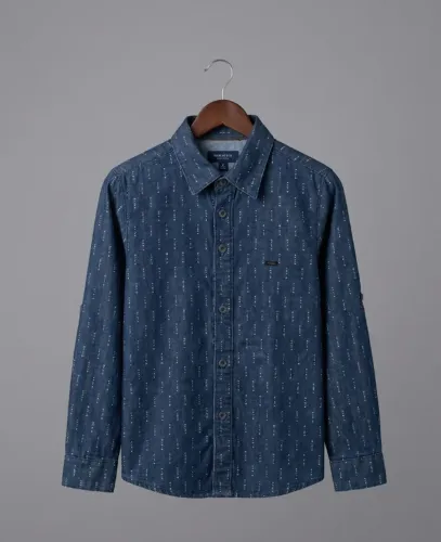 CAMISA Infantil Manga Longa Jeans - Perfeita para Inverno!