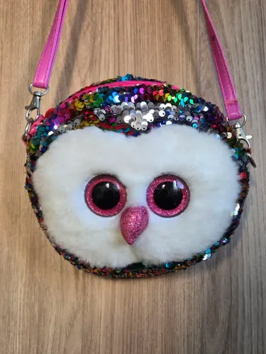 Bolsa infantil Ty Owen the Owl corujinha com paetes