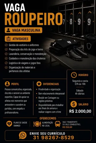 ROUPEIRO(A) - VAGA MASCULINA - Contagem MG