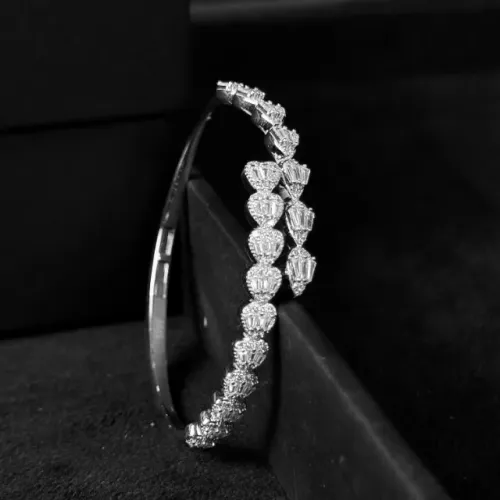 Bracelete Cravejado Feminino Noiva Casamento - Prata 925 Legítima